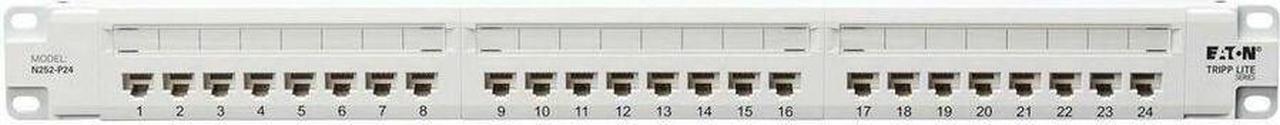 Alt view image 7 of 8 - Eaton Tripp Lite Series 24-Port Cat6 Patch Panel - 4PPoE Compliant, 110/Krone, 568A/B, RJ45 Ethernet, 1U Rack-Mount, White, TAA - 24 Port(s) - 24 x RJ-45 - 1U High - Category 6, Category 5, Category 5