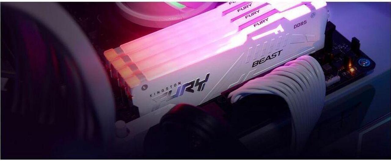 Alt view image 5 of 20 - Kingston Fury Beast White Rgb Expo 64Gb 6000Mt/S Ddr5 Cl30 Dimm Desktop Gaming Memory Kit Of 2 - Kf560C30Bweak2-64
