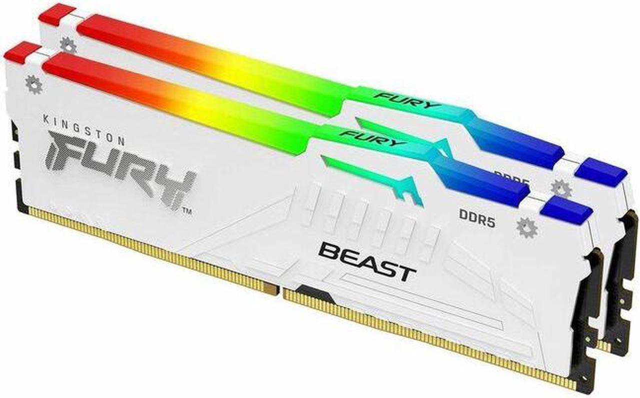 Alt view image 2 of 20 - Kingston Fury Beast White Rgb Expo 64Gb 6000Mt/S Ddr5 Cl30 Dimm Desktop Gaming Memory Kit Of 2 - Kf560C30Bweak2-64