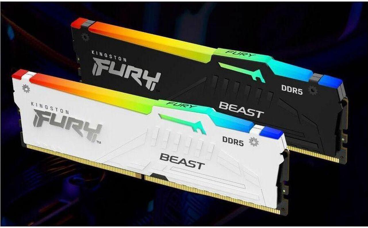 Alt view image 4 of 20 - Kingston Fury Beast White Rgb Expo 64Gb 6000Mt/S Ddr5 Cl30 Dimm Desktop Gaming Memory Kit Of 2 - Kf560C30Bweak2-64