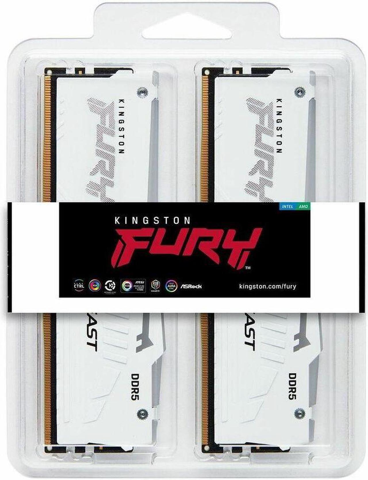 Alt view image 6 of 20 - Kingston Fury Beast White Rgb Expo 64Gb 6000Mt/S Ddr5 Cl30 Dimm Desktop Gaming Memory Kit Of 2 - Kf560C30Bweak2-64