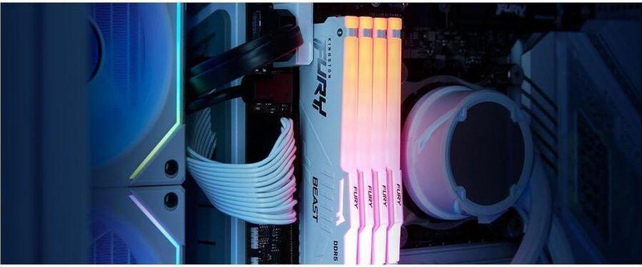 Alt view image 7 of 20 - Kingston Fury Beast White Rgb Expo 64Gb 6000Mt/S Ddr5 Cl30 Dimm Desktop Gaming Memory Kit Of 2 - Kf560C30Bweak2-64