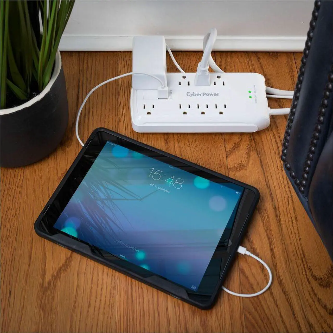 Alt view image 13 of 16 - CyberPower 120V 8 Outlets 2-USB 2.4A EMI/RFI 6.0 Feet Cord White