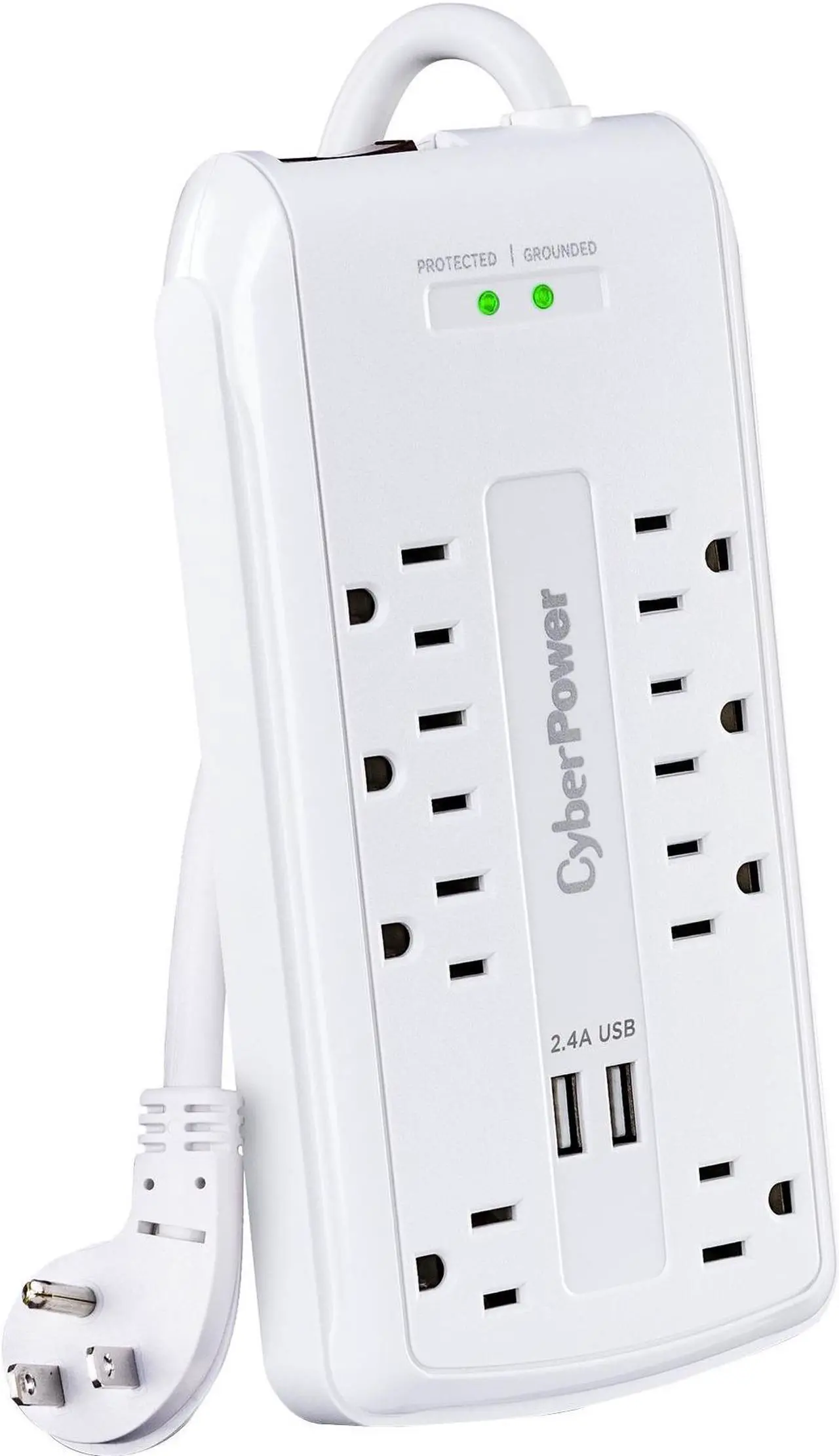 Alt view image 15 of 16 - CyberPower 120V 8 Outlets 2-USB 2.4A EMI/RFI 6.0 Feet Cord White