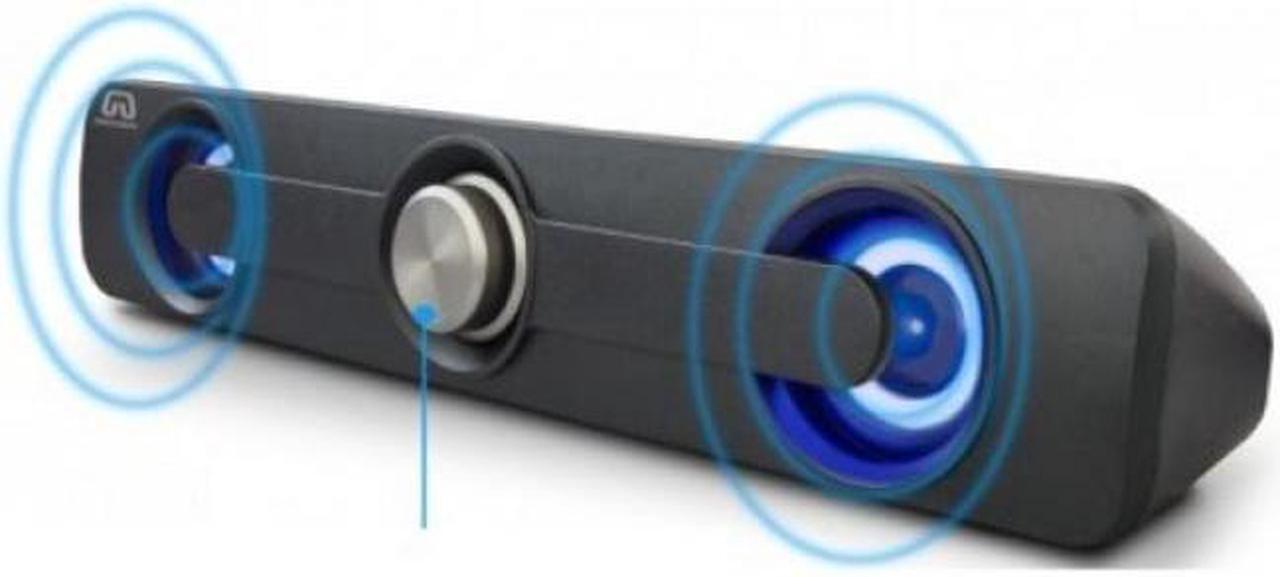 Alt view image 13 of 15 - Desktop Compact USB Powered Wired Multimedia Mini Stereo Sound Bar 3.5mm Audio Jack Blue LED 2.5 Watts