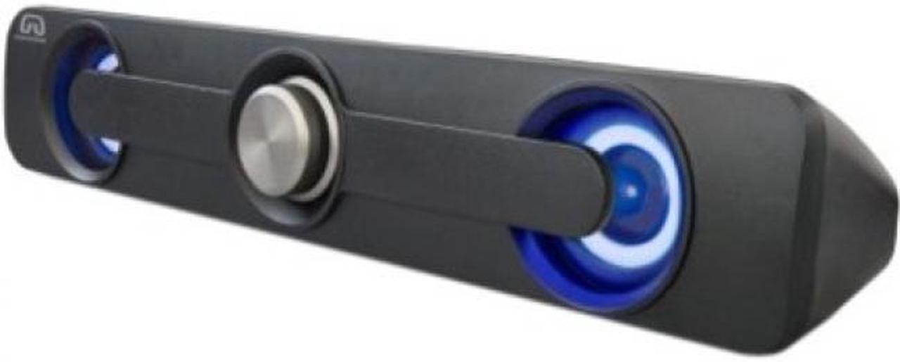 Alt view image 15 of 15 - Desktop Compact USB Powered Wired Multimedia Mini Stereo Sound Bar 3.5mm Audio Jack Blue LED 2.5 Watts
