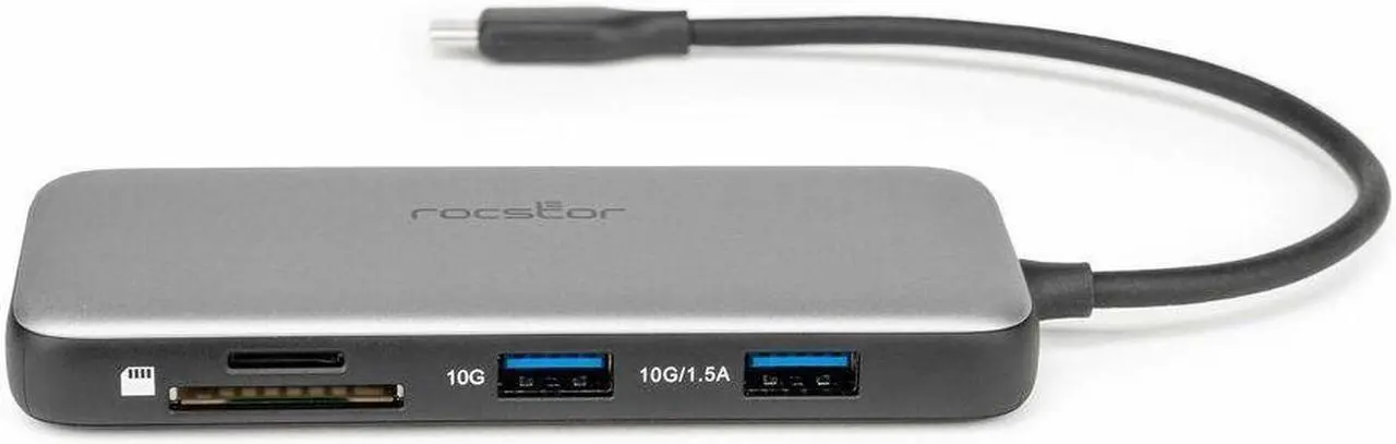 Alt view image 4 of 9 - Rocstor Type-C to HDMI/USB-A 10GX2/Type-C 10G data/SD/TF/PD Charging with DP1.4 Alt mode - for Desktop PC/Notebook/Tablet/Smartphone/Monitor/Memory Card Reader - Charging Capability - Memory Card Read