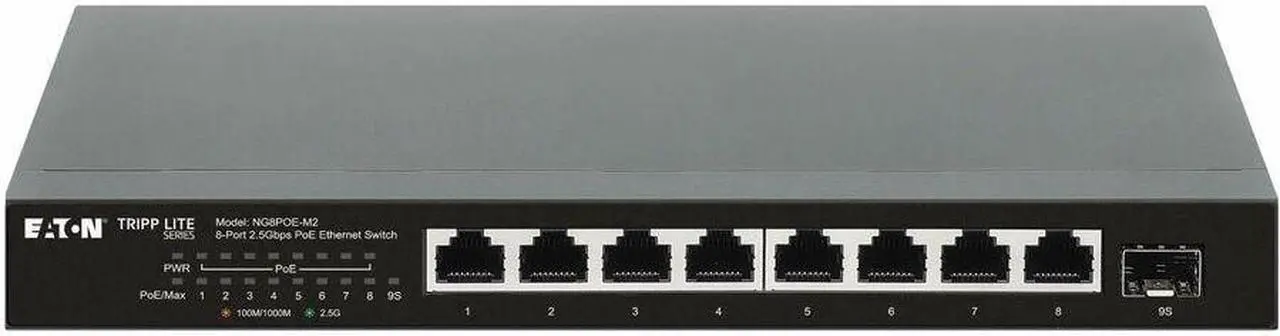 Alt view image 4 of 8 - Eaton Tripp Lite Series 8-Port 2.5 Gbps Desktop Gigabit Ethernet Unmanaged Switch with PoE+ Pass-Through, 100W, Metal Enclosure, TAA - 6 Ports - 2.5 Gigabit Ethernet, 10 Gigabit Ethernet - 2.5GBase-T,