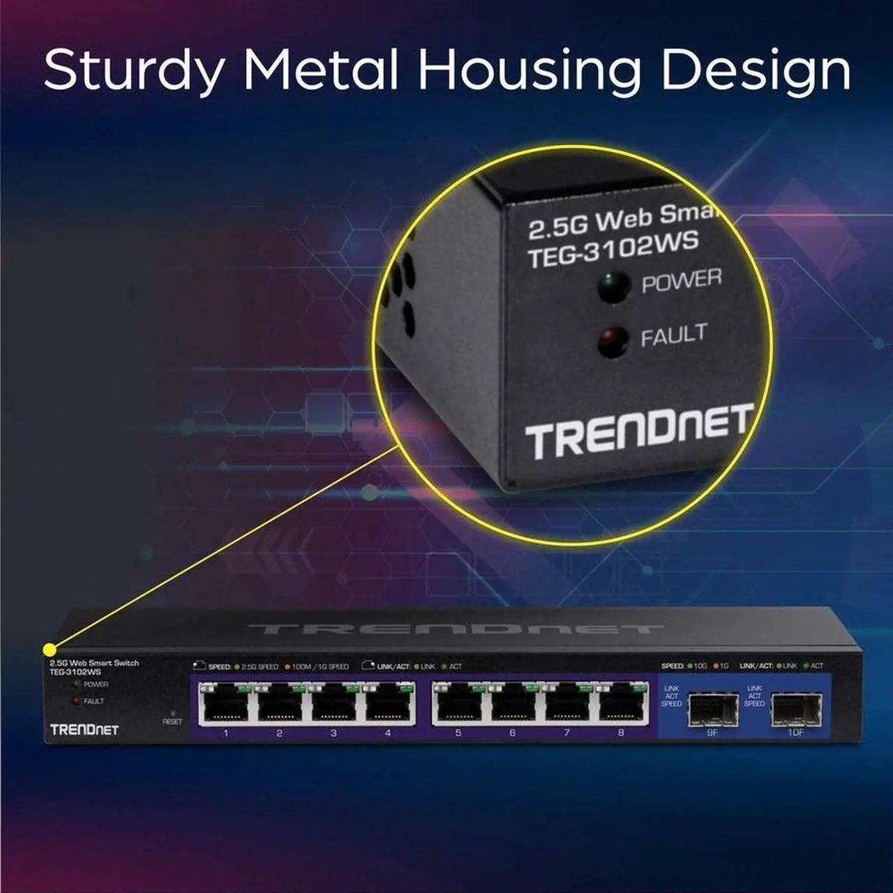 Alt view image 12 of 17 - TRENDnet 10-Port Multi-Gig Web Smart Switch, TEG-3102WS, 8 x 2.5GBASE-T Ports, 2 x 10G SFP+ Slots, Ethernet Splitter, Metal Housing, NDAA & TAA Compliant, Lifetime Protection, Black