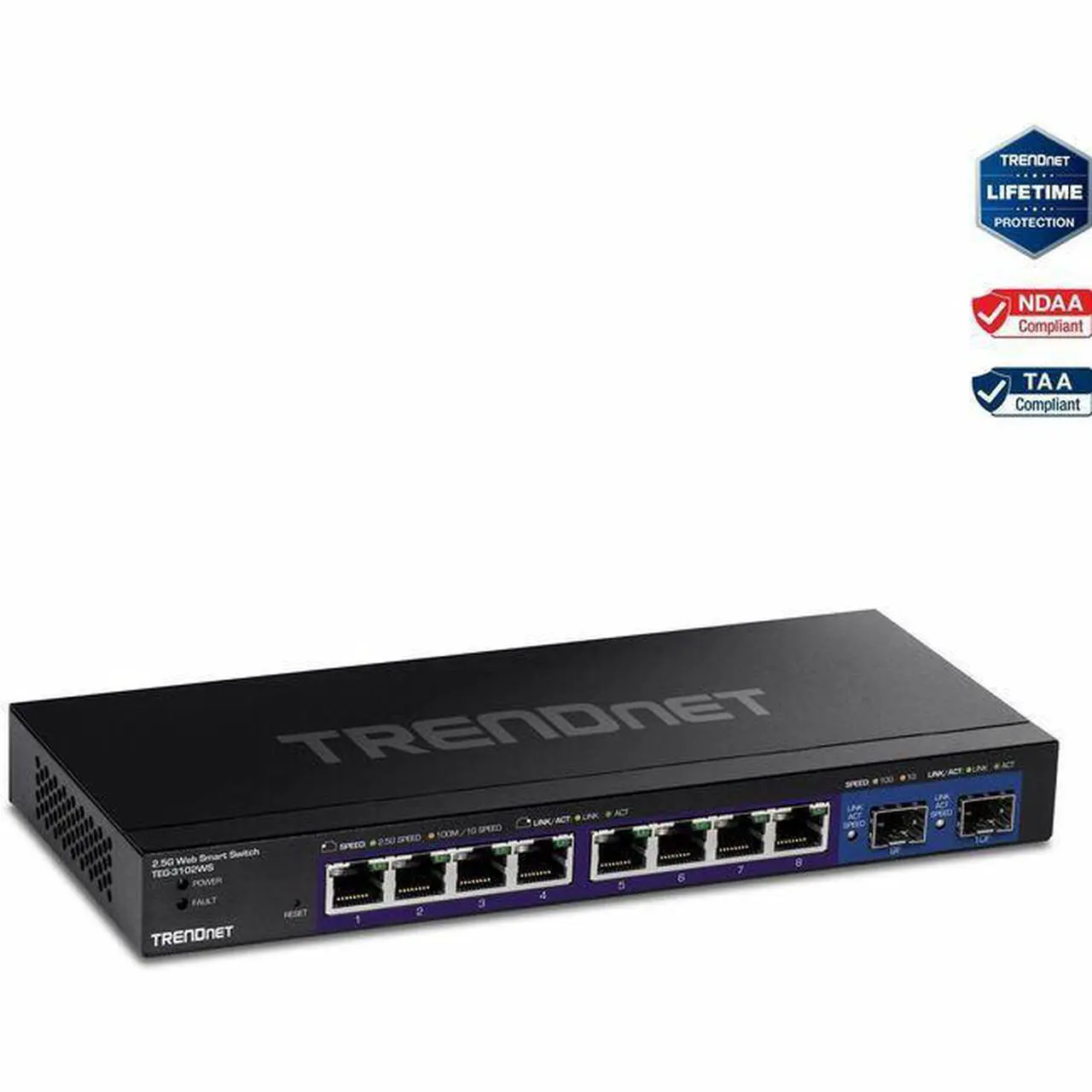 Alt view image 11 of 17 - TRENDnet 10-Port Multi-Gig Web Smart Switch, TEG-3102WS, 8 x 2.5GBASE-T Ports, 2 x 10G SFP+ Slots, Ethernet Splitter, Metal Housing, NDAA & TAA Compliant, Lifetime Protection, Black