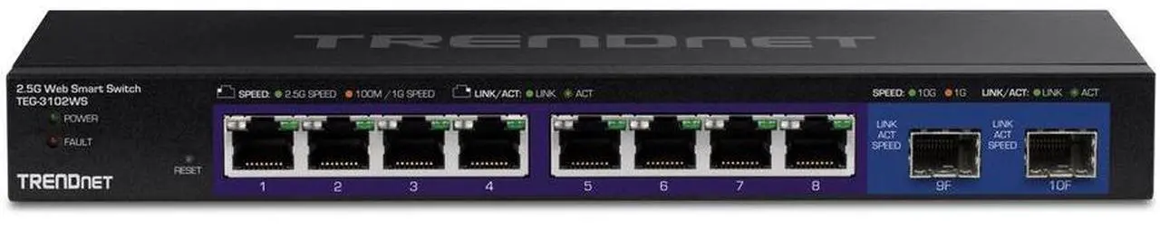 Alt view image 15 of 17 - TRENDnet 10-Port Multi-Gig Web Smart Switch, TEG-3102WS, 8 x 2.5GBASE-T Ports, 2 x 10G SFP+ Slots, Ethernet Splitter, Metal Housing, NDAA & TAA Compliant, Lifetime Protection, Black