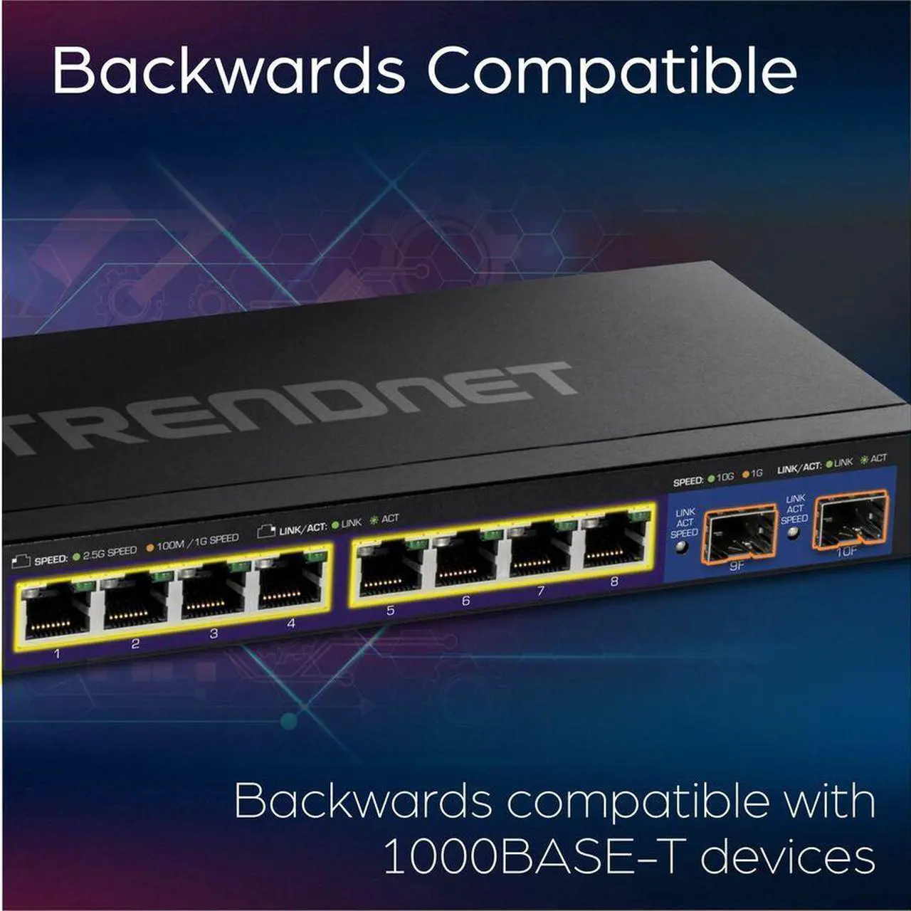 Alt view image 14 of 17 - TRENDnet 10-Port Multi-Gig Web Smart Switch, TEG-3102WS, 8 x 2.5GBASE-T Ports, 2 x 10G SFP+ Slots, Ethernet Splitter, Metal Housing, NDAA & TAA Compliant, Lifetime Protection, Black