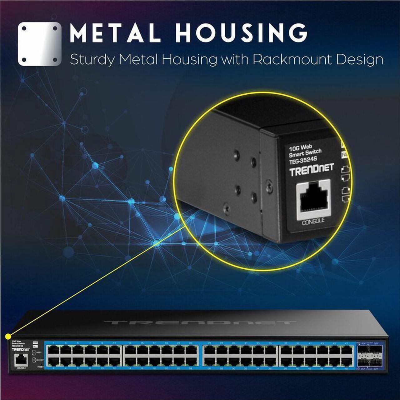 Alt view image 9 of 15 - TRENDnet TEG-3524S , 52-Port Gigabit Web Smart Switch with 10G SFP+ ports