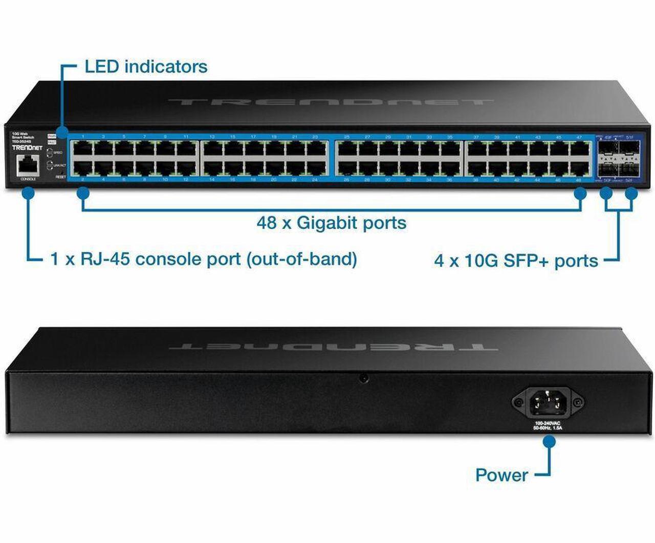 Alt view image 14 of 15 - TRENDnet TEG-3524S , 52-Port Gigabit Web Smart Switch with 10G SFP+ ports