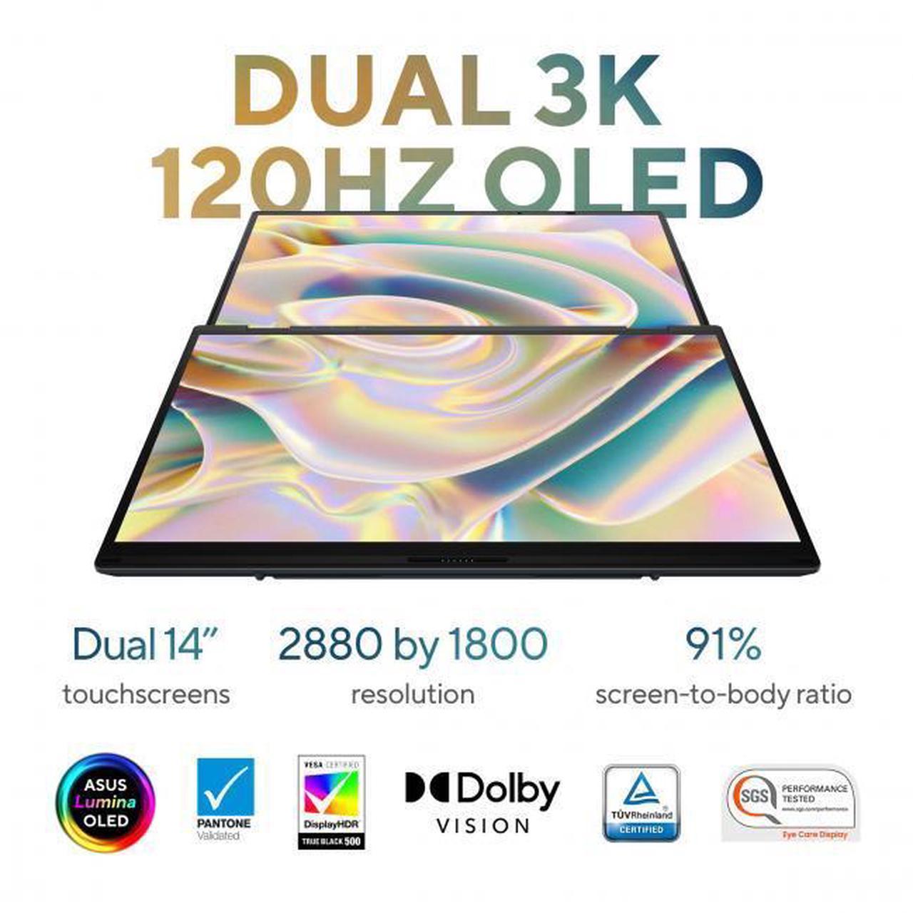 Alt view image 6 of 7 - ASUS Zenbook DUO Dual 14" OLED 3K 120Hz Touchscreen Laptop Intel Core Ultra 9 285H 32GB RAM 1TB SSD Inkwell Gray