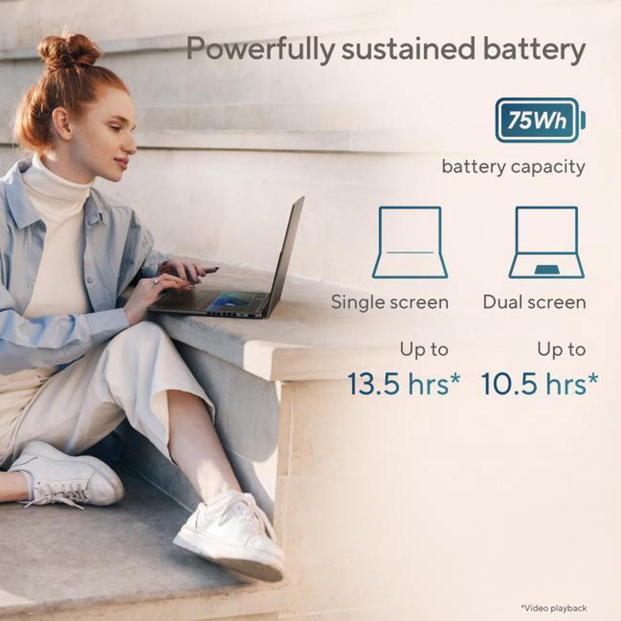 Alt view image 8 of 7 - ASUS Zenbook DUO Dual 14" OLED 3K 120Hz Touchscreen Laptop Intel Core Ultra 9 285H 32GB RAM 1TB SSD Inkwell Gray