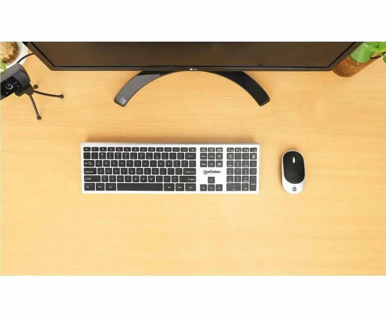 Alt view image 7 of 8 - Manhattan MWK7400 Wireless USB Keyboard and Mouse Combo Set - USB Type A Scissors Wireless RF 2.40 GHz Keyboard - 109 Key - Silver, Black - USB Type A Wireless RF Mouse - Optical - 1200 dpi - 3 Button