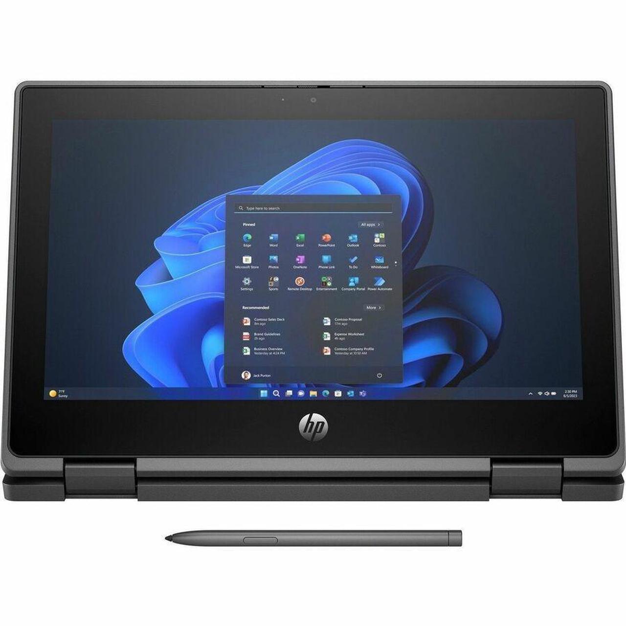 Alt view image 3 of 7 - HP Fortis Flip G1i 11.6" Touchscreen Convertible 2 in 1 Notebook - HD - Intel N-Series N150 - 8 GB - 128 GB Flash Memory - English Keyboard - Jet Black - Intel Chip - LTE Advanced, UMTS, DC-HSPA+
