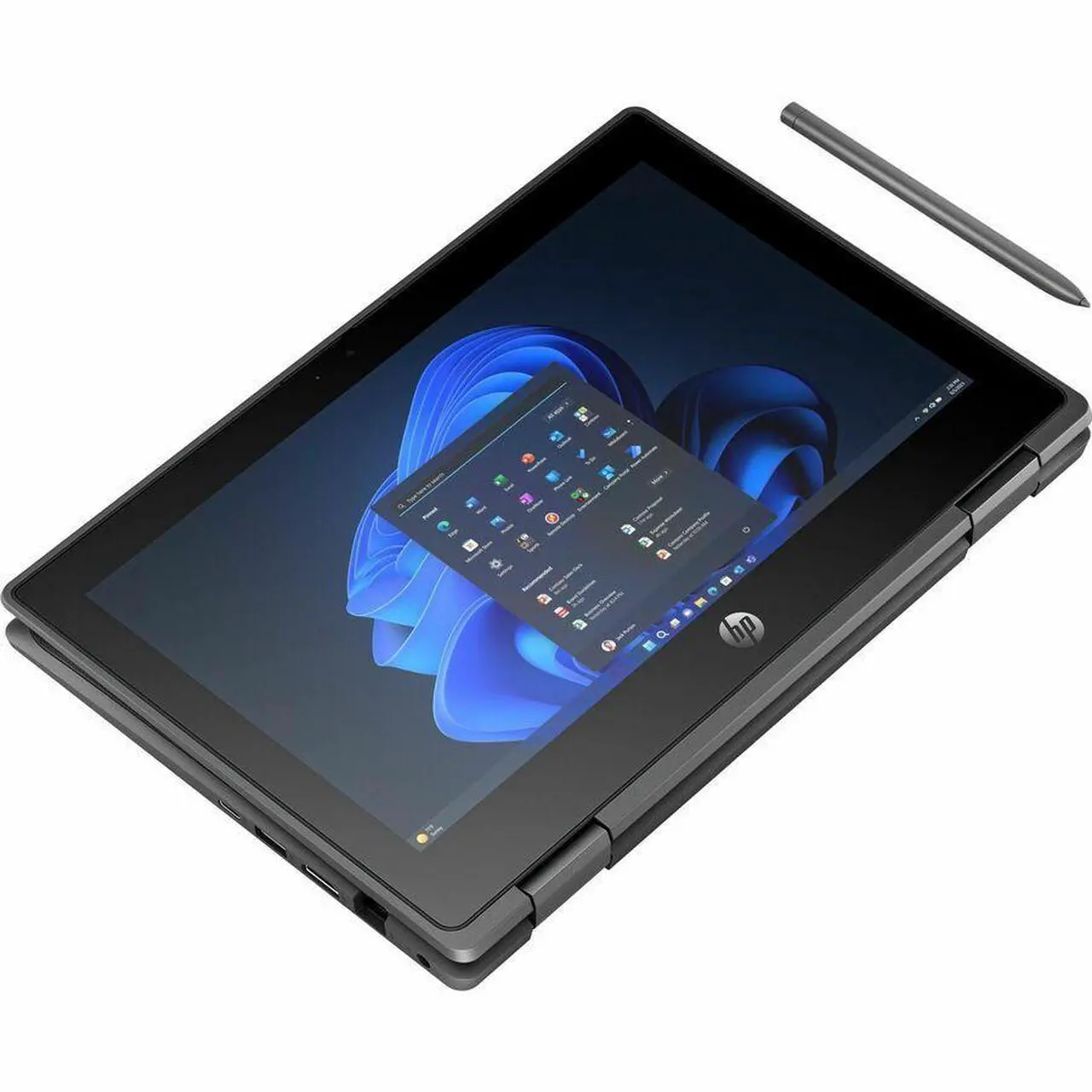 Alt view image 2 of 5 - HP Fortis Flip G1i 11.6" Touchscreen Convertible 2 in 1 Notebook - HD - Intel N-Series N150 - 4 GB - 128 GB Flash Memory - Jet Black - Intel Chip - 1366 x 768 - Windows 11 Pro - Intel UHD Graphic