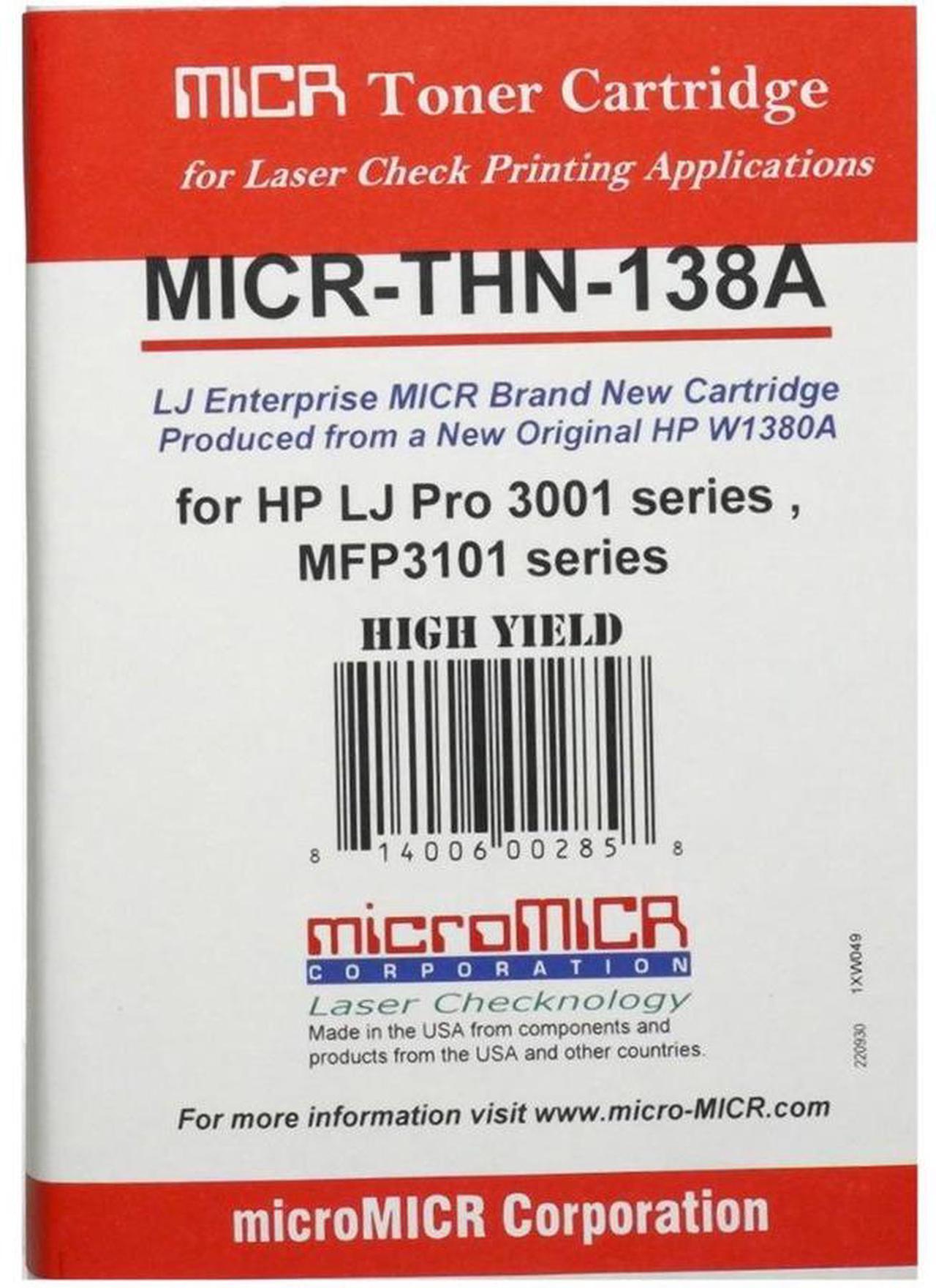 Alt view image 2 of 4 - microMICR MICR Standard Yield Laser Toner Cartridge 138A, 138X (W1480A) - Black - 1 Each - 1500 Pages