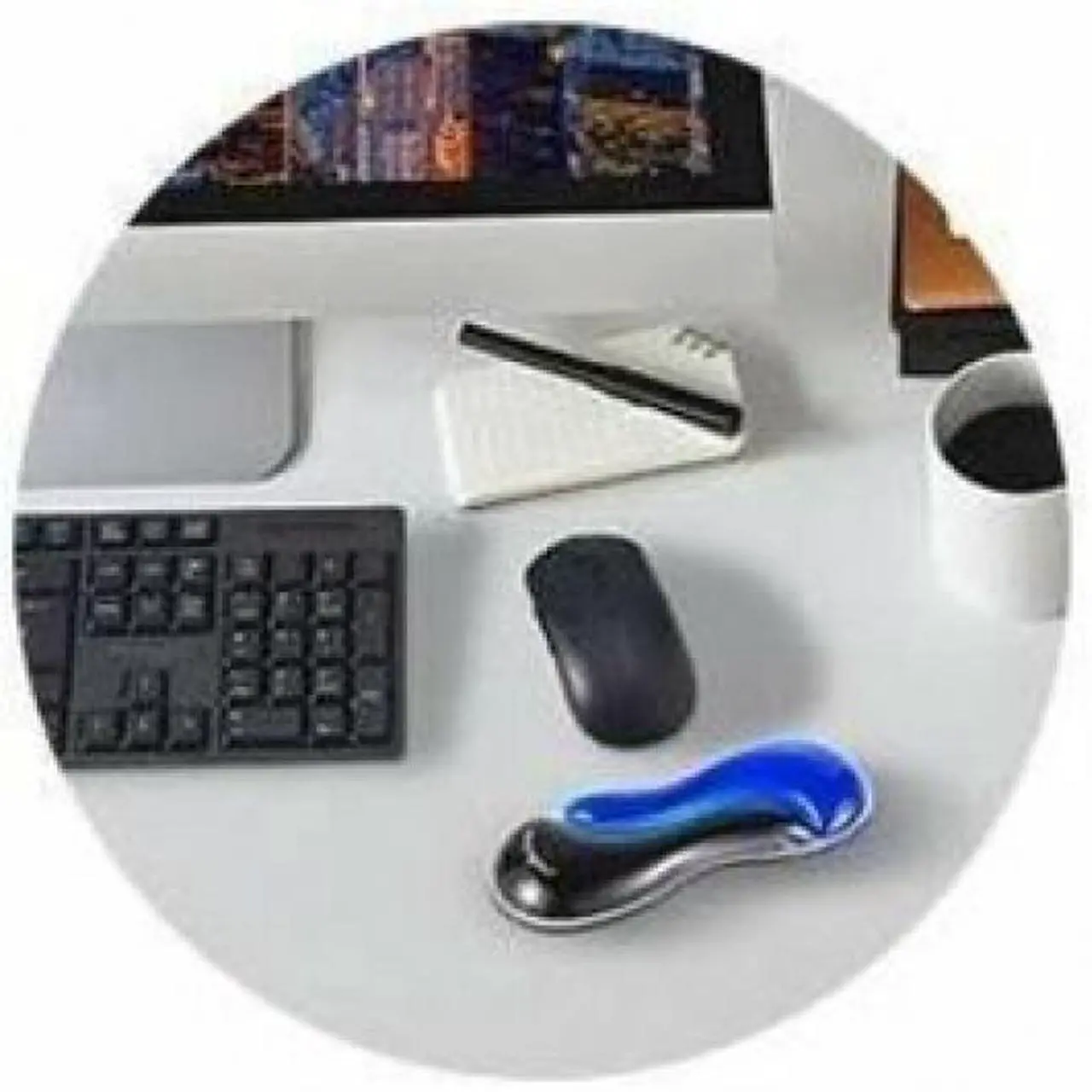 Alt view image 7 of 8 - Kensington Slim Duo Gel Mouse/Trackball Wrist Rest - 0.87" x 7.56" x 2.83" Dimension - Black, Blue - Gel - Strain Resistant - Mouse - Retail - 1
