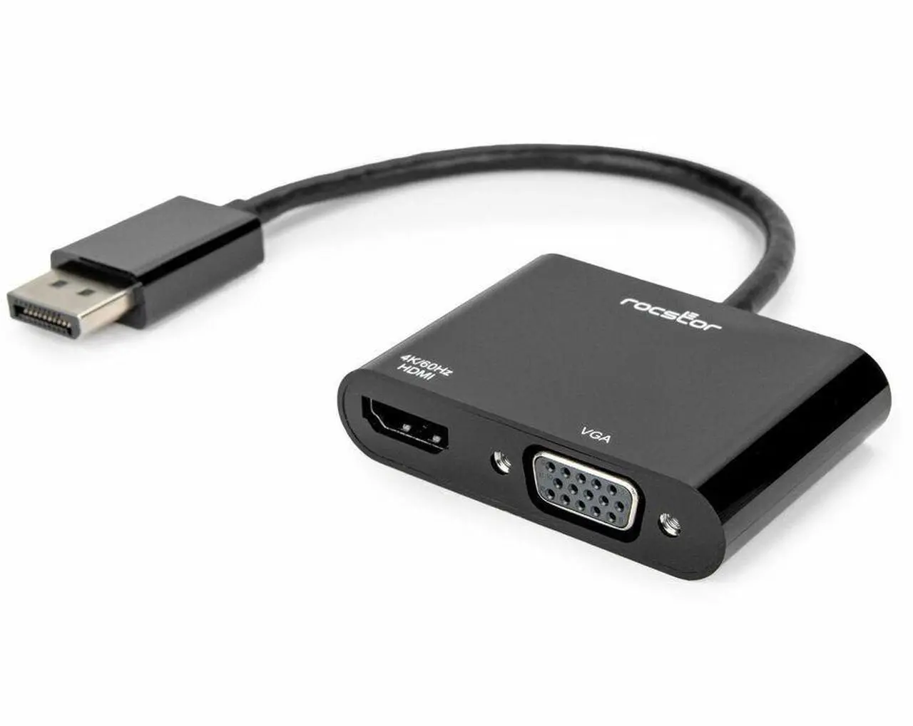 Alt view image 5 of 7 - Rocstor DisplayPort 1.2 to HDMI & VGA Multiport Active Video Adapter – 4K/60Hz – Black
