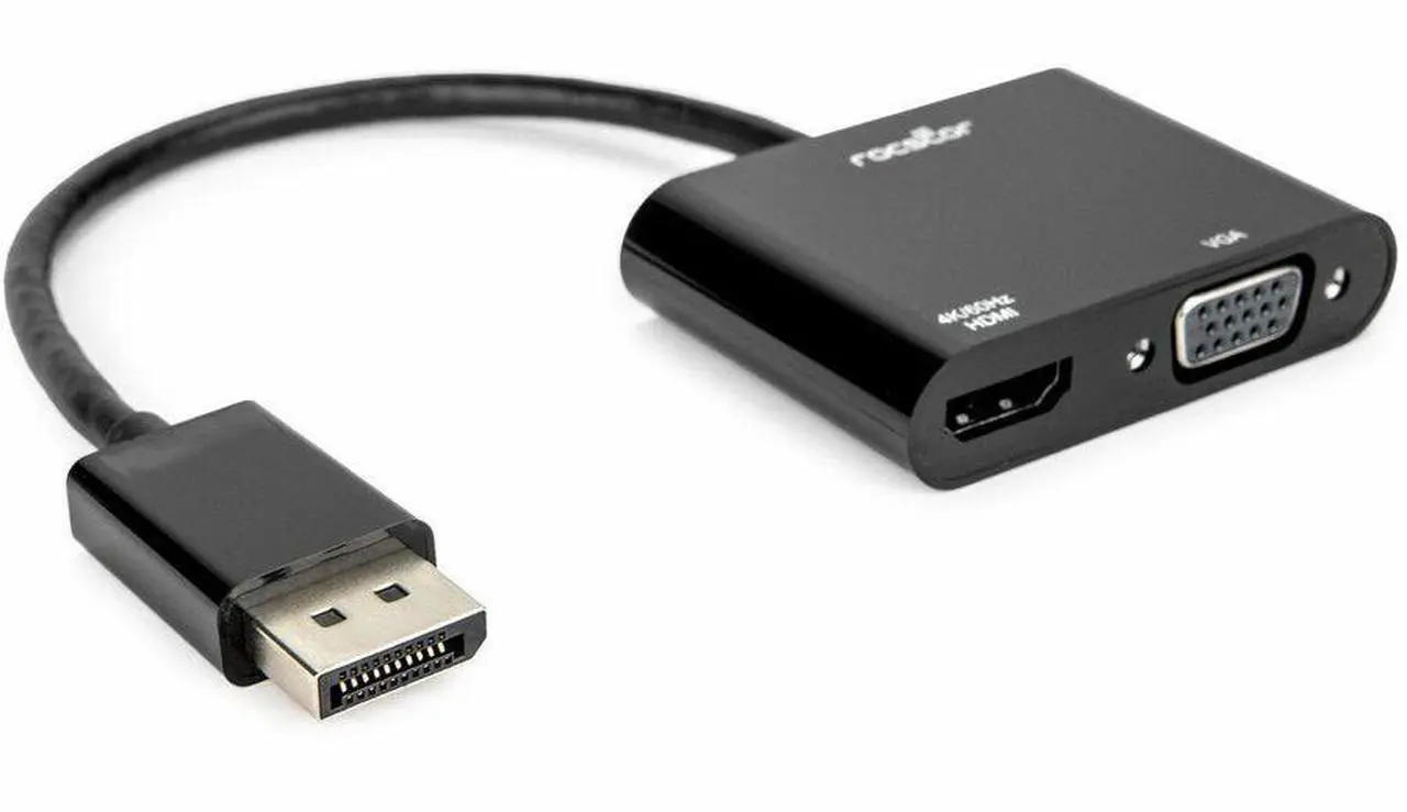 Alt view image 6 of 7 - Rocstor DisplayPort 1.2 to HDMI & VGA Multiport Active Video Adapter – 4K/60Hz – Black