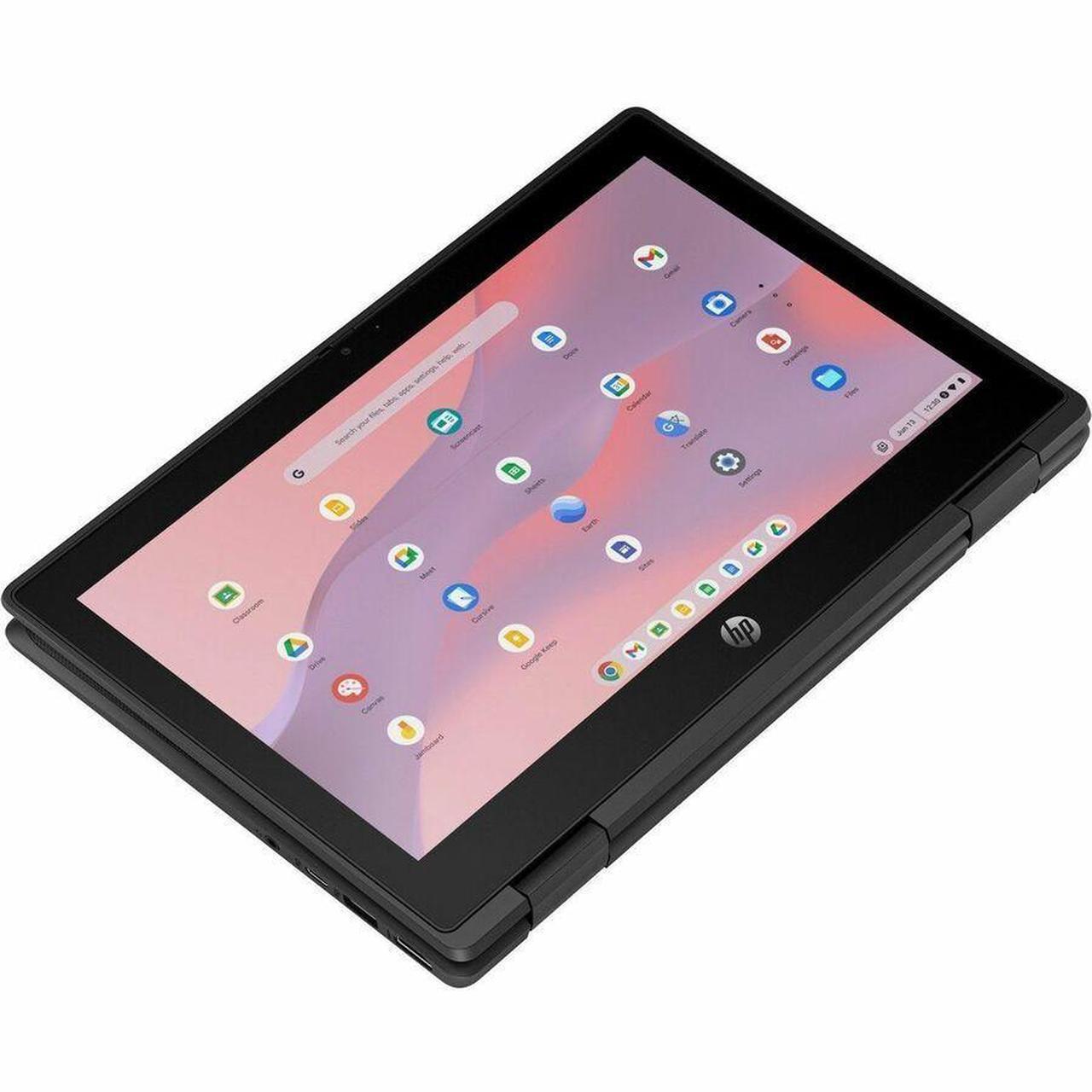Alt view image 2 of 7 - HP Fortis Flip G1m 11.6" Touchscreen Convertible 2 in 1 Chromebook - HD - Octa-core (ARM Cortex A76 + Cortex A55) - 64 GB Flash Memory - English Keyboard - Jet Black - MediaTek Kompanio 520 Chip