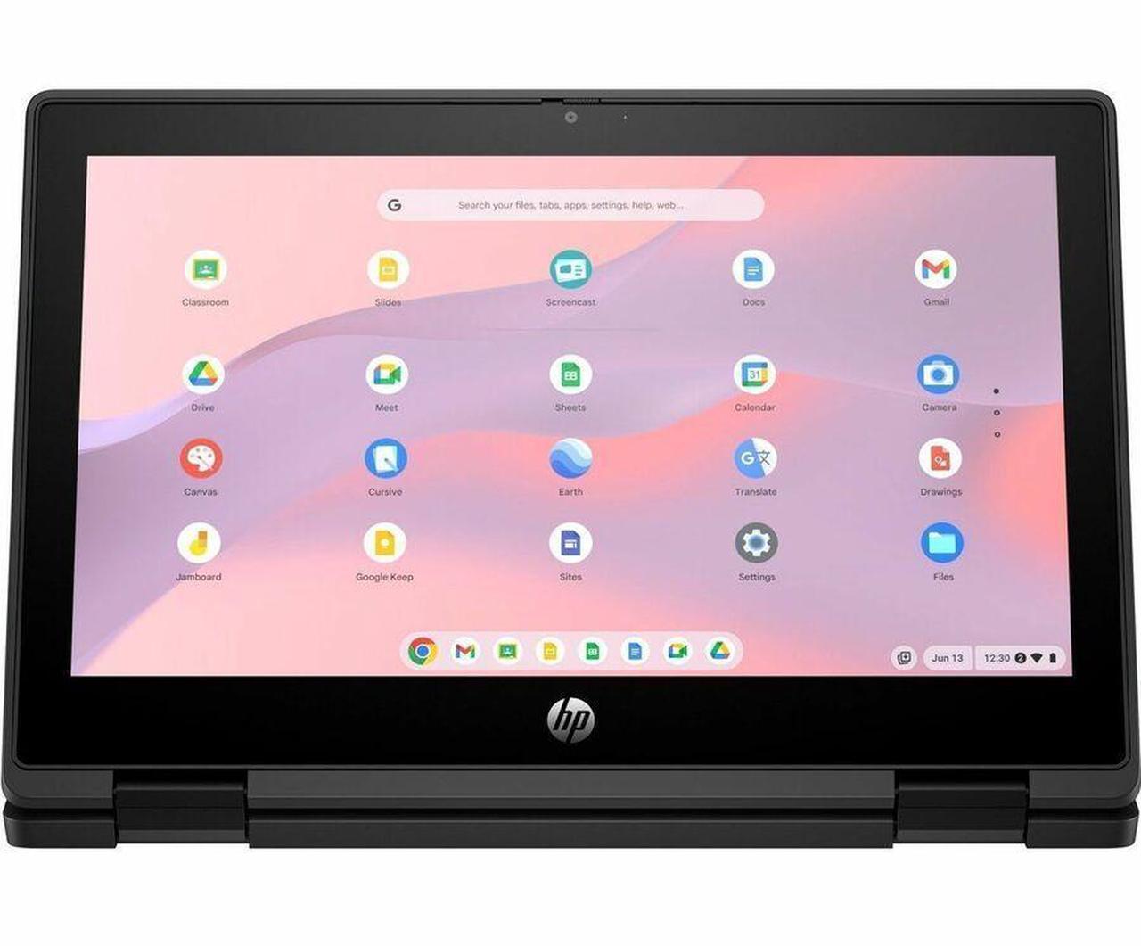 Alt view image 6 of 7 - HP Fortis Flip G1m 11.6" Touchscreen Convertible 2 in 1 Chromebook - HD - Octa-core (ARM Cortex A76 + Cortex A55) - 64 GB Flash Memory - English Keyboard - Jet Black - MediaTek Kompanio 520 Chip