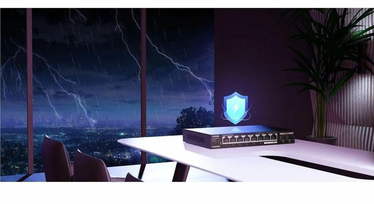 Alt view image 7 of 16 - Tenda Tem2010X  8 Port 2.5G Ethernet Switch Support Vlan & Static Link Aggregation  Unmanaged 2.5Gb Switch With 8 X 2.5G Ports & 2 X 10Gb Sfp Slots  80Gbps Switching Capacity  Fanless Metal Design