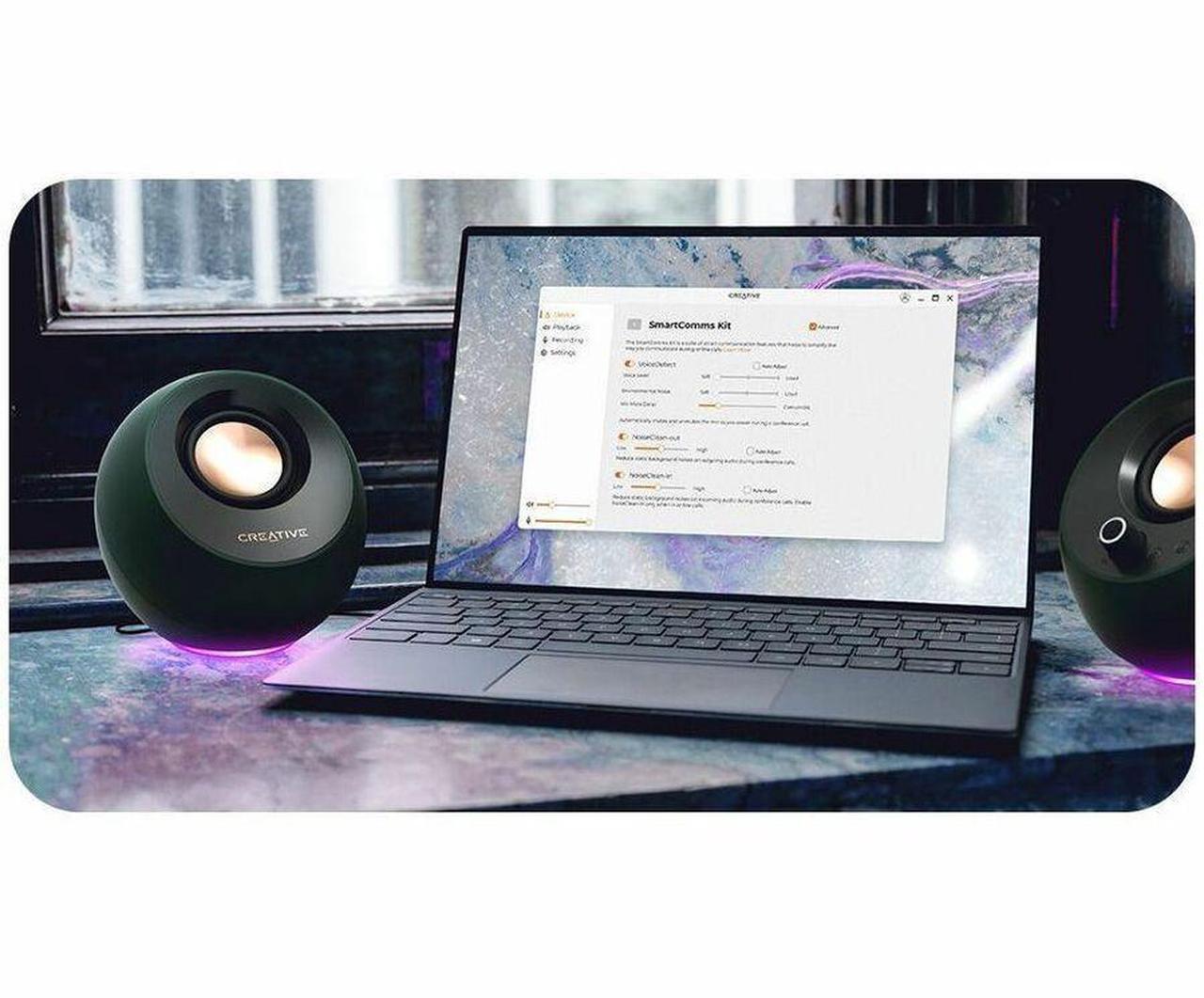 Alt view image 8 of 8 - Creative Pebble Pro Minimalist 2.0 USB-C Speakers with Bluetooth, RGB Lighting - Black
