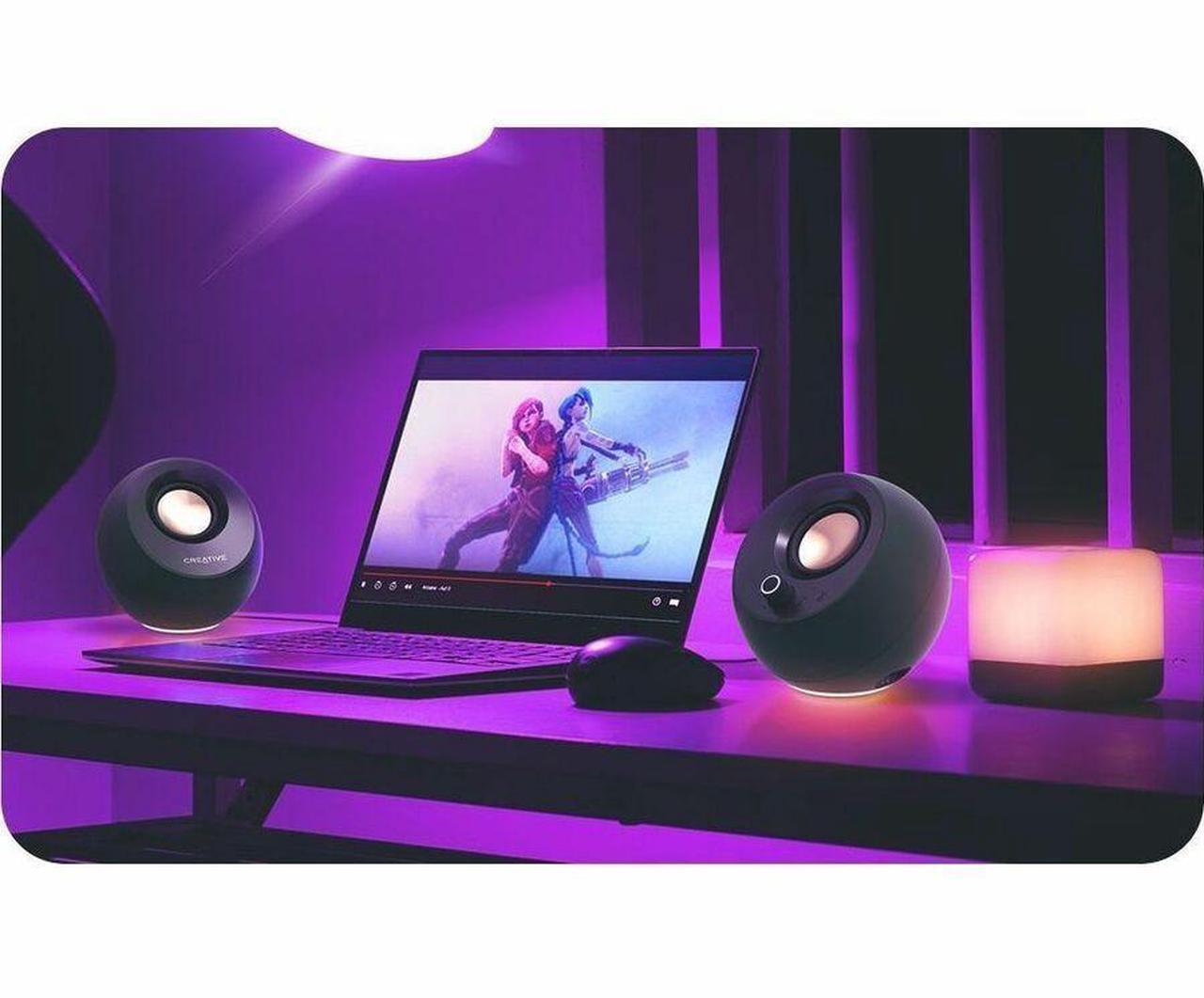 Alt view image 6 of 8 - Creative Pebble Pro Minimalist 2.0 USB-C Speakers with Bluetooth, RGB Lighting - Black