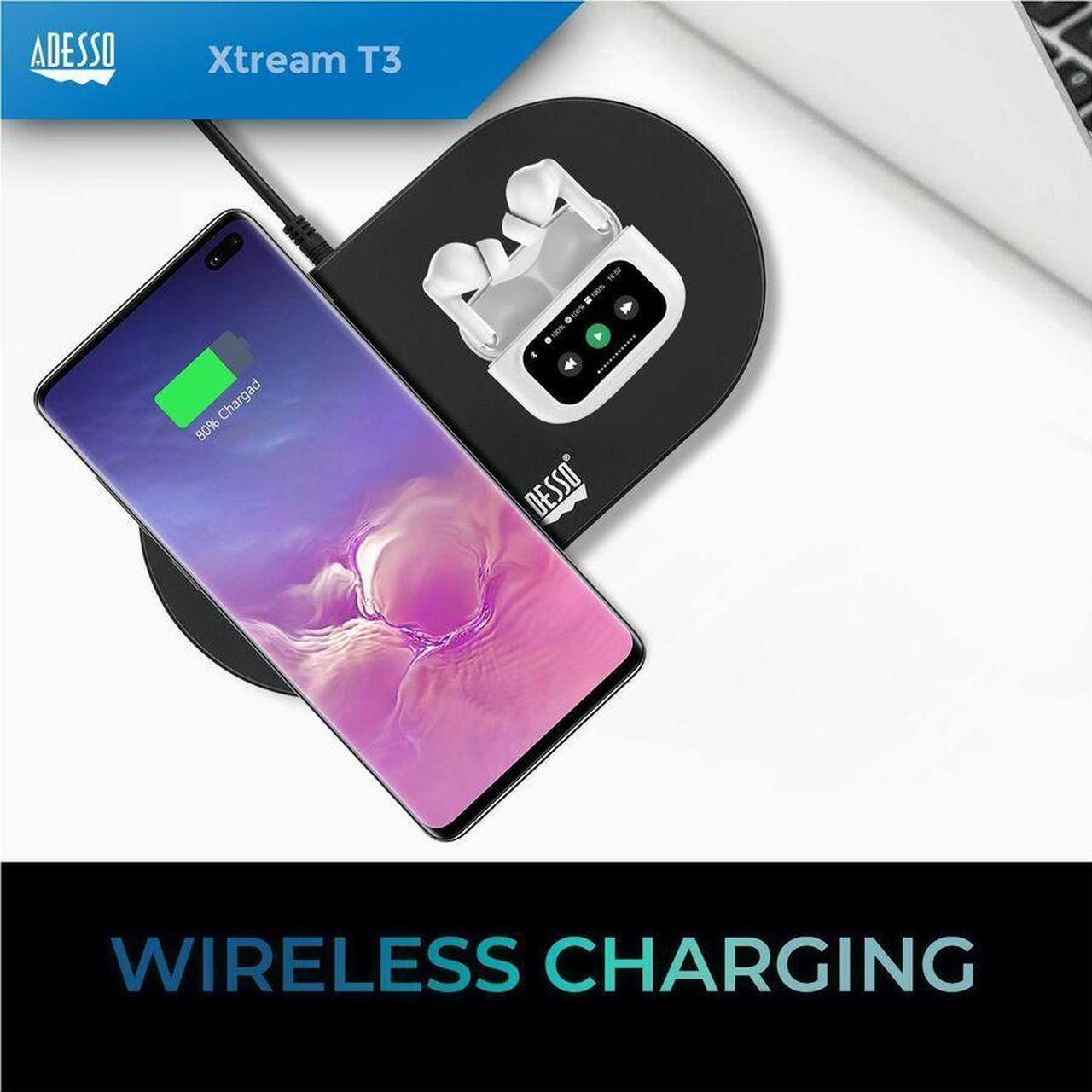 Alt view image 2 of 7 - Adesso XTREAM T3 Bluetooth Wireless Earbuds with ANC and Touch Controlled Wireless Charging Case - White