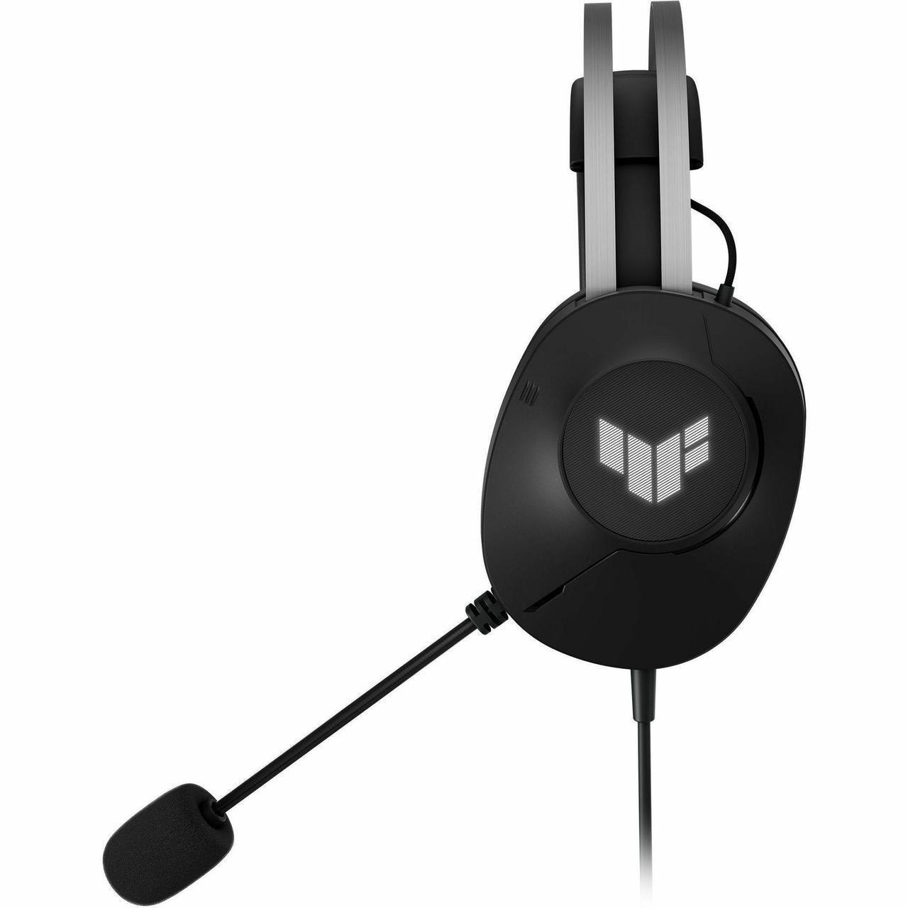 Alt view image 3 of 14 - Asus TUF Gaming H1 Gen II Wired gaming headset with 40 mm ASUS Essence drivers, virtual 7.1 surround sound, TeamSpeak-certified microphone, plus symbolic TUF logo lighting - Black