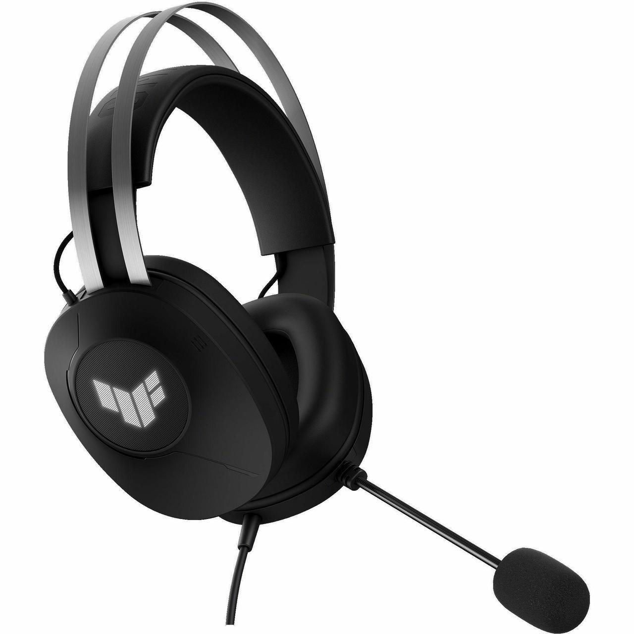 Alt view image 4 of 14 - Asus TUF Gaming H1 Gen II Wired gaming headset with 40 mm ASUS Essence drivers, virtual 7.1 surround sound, TeamSpeak-certified microphone, plus symbolic TUF logo lighting - Black