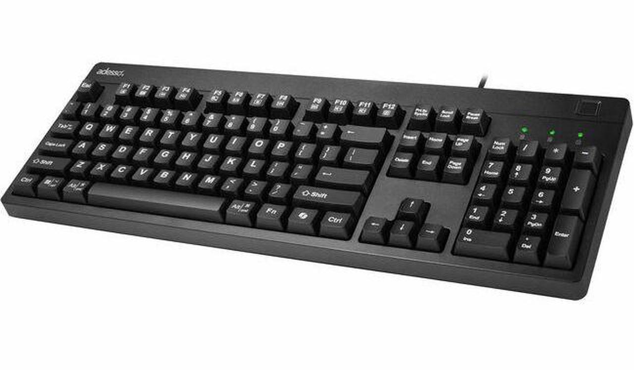 Main image of Adesso EasyTouch AKB-630FB Keyboard - Cable Connectivity - USB Interface - 104 Key(s) - Home, Email, Previous Page, Internet Page Forward, Search, Volume Down, Volume Up, Play/Pause, Stop, Previous Tr