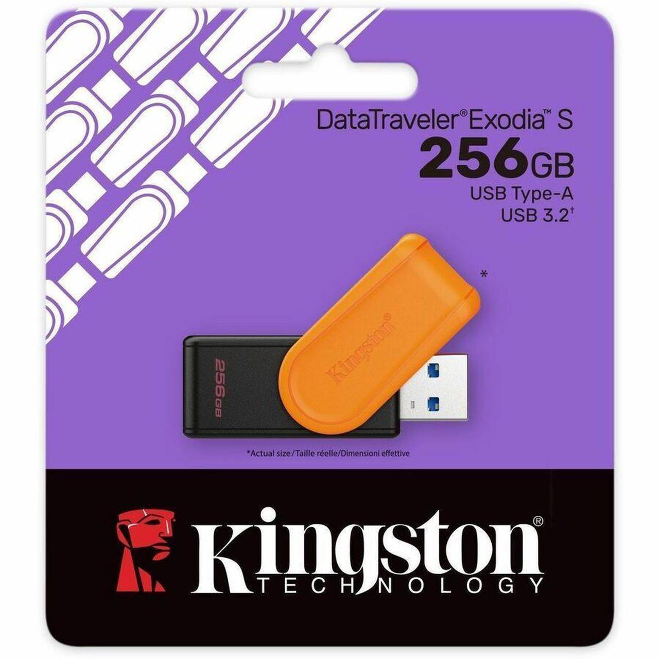 Alt view image 3 of 10 - Kingston DataTraveler Exodia S USB Flash Drive - 256 GB - USB 3.2 (Gen 1) - Black, Orange - 5 Year Warranty