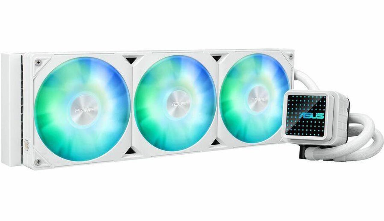 Alt view image 3 of 15 - Asus Prime LC 360 ARGB White Edition Cooling Fan/Radiator/Water Block/Pump - 3 x Fan(s) - 75.70 CFM Maximum Airflow - 2200 rpm - Liquid Cooler Cooler - Compatible Intel Socket: Socket LGA-1851, LGA-17