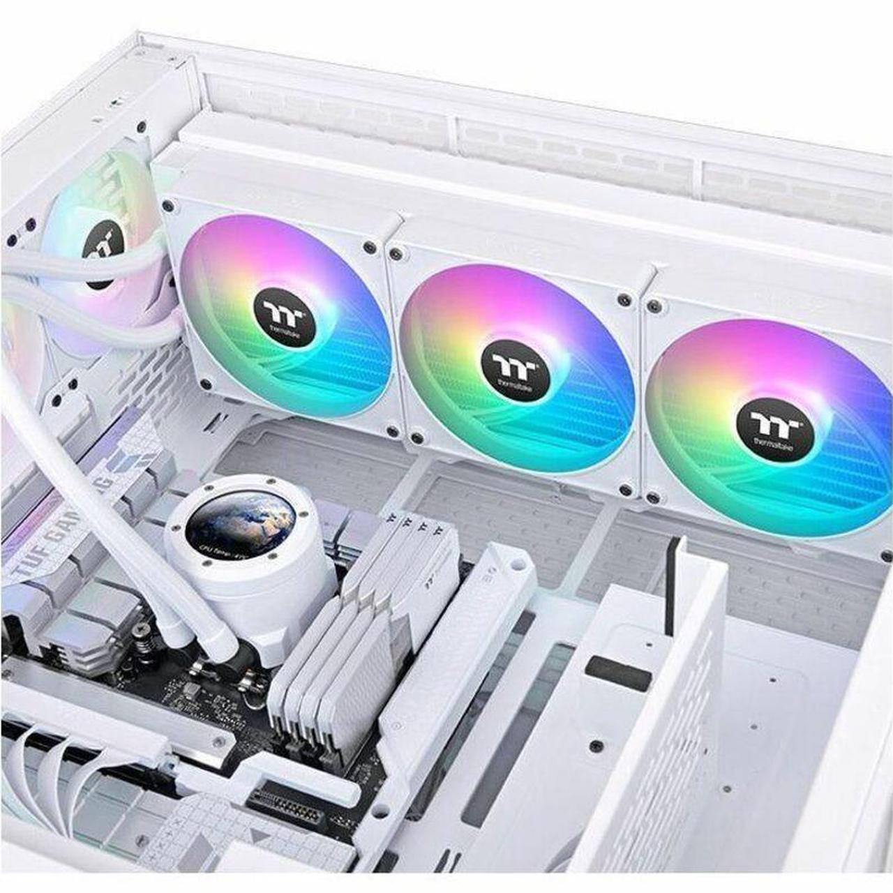 Alt view image 3 of 13 - Thermaltake TH420 V2 Ultra EX ARGB Sync All-In-One Liquid Cooler - Snow Edition - 5.51" Maximum Fan Diameter - 3 x Fan(s) - 90.30 CFM Maximum Airflow - 1800 rpm - Liquid Cooler Cooler - 9PIN - Co