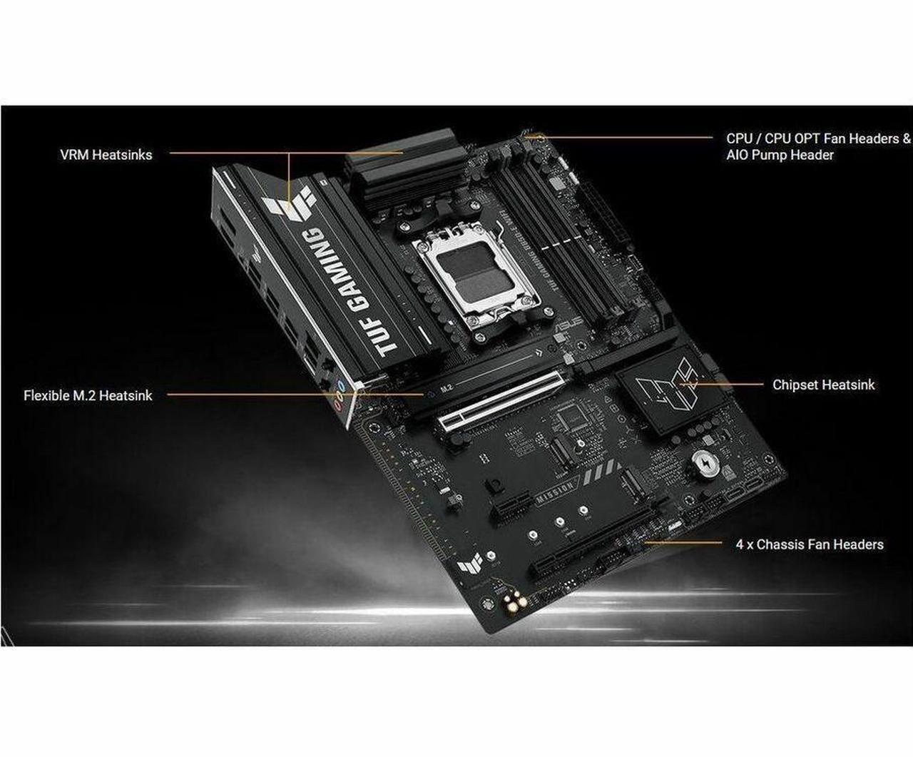 Alt view image 2 of 7 - TUF GAMING B850-E WIFI Gaming Desktop Motherboard - AMD B850 Chipset - Socket AM5 - ATX - Ryzen 7, Ryzen 8, Ryzen 9 Processor Supported - 256 GB DDR5 SDRAM Maximum RAM - DIMM, UDIMM - 4 x Memory Slots