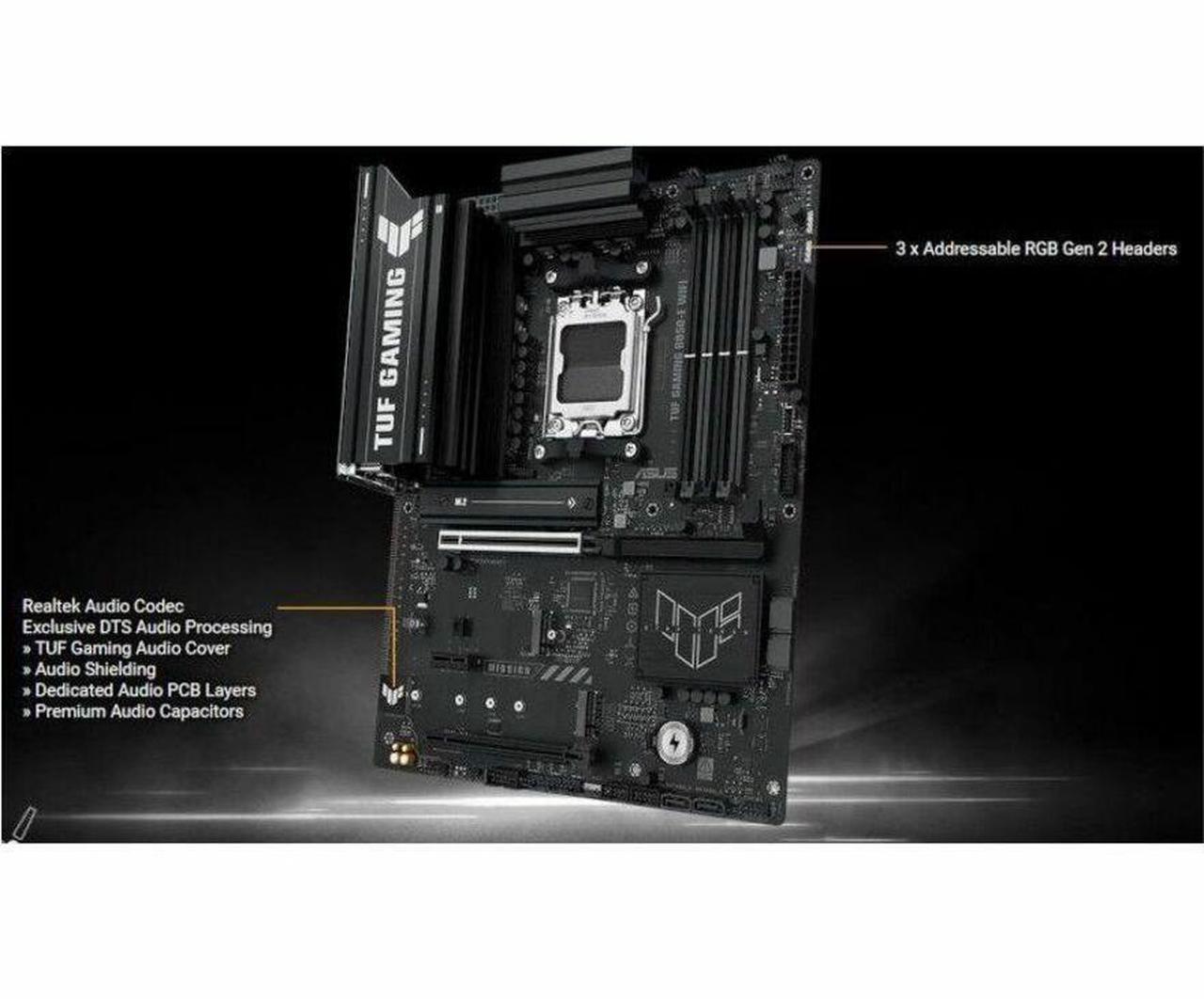 Alt view image 3 of 7 - TUF GAMING B850-E WIFI Gaming Desktop Motherboard - AMD B850 Chipset - Socket AM5 - ATX - Ryzen 7, Ryzen 8, Ryzen 9 Processor Supported - 256 GB DDR5 SDRAM Maximum RAM - DIMM, UDIMM - 4 x Memory Slots