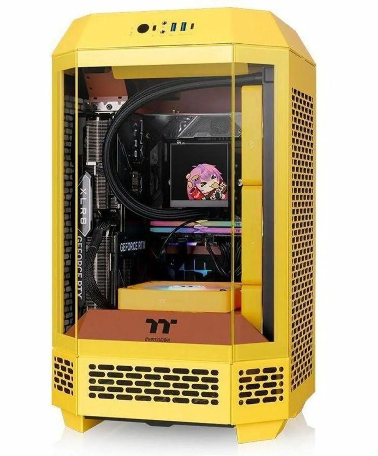 Alt view image 9 of 17 - Thermaltake Tower 250 mITX Mini Tower; 2x120mm CT Fans Included; 360mm Radiator Support; 360mm GPU Clearance; Dual Chamber; Butter Caramel; CA-1Z9-00SMWN-00