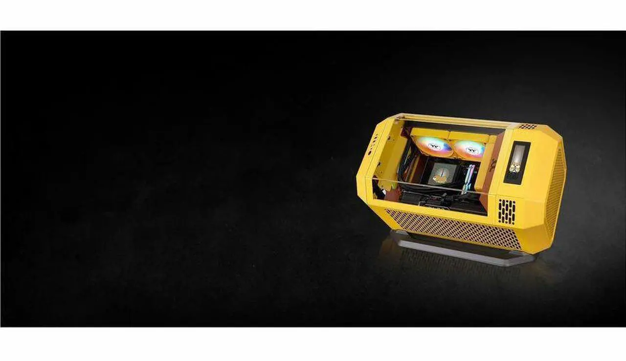 Alt view image 12 of 17 - Thermaltake Tower 250 mITX Mini Tower; 2x120mm CT Fans Included; 360mm Radiator Support; 360mm GPU Clearance; Dual Chamber; Butter Caramel; CA-1Z9-00SMWN-00