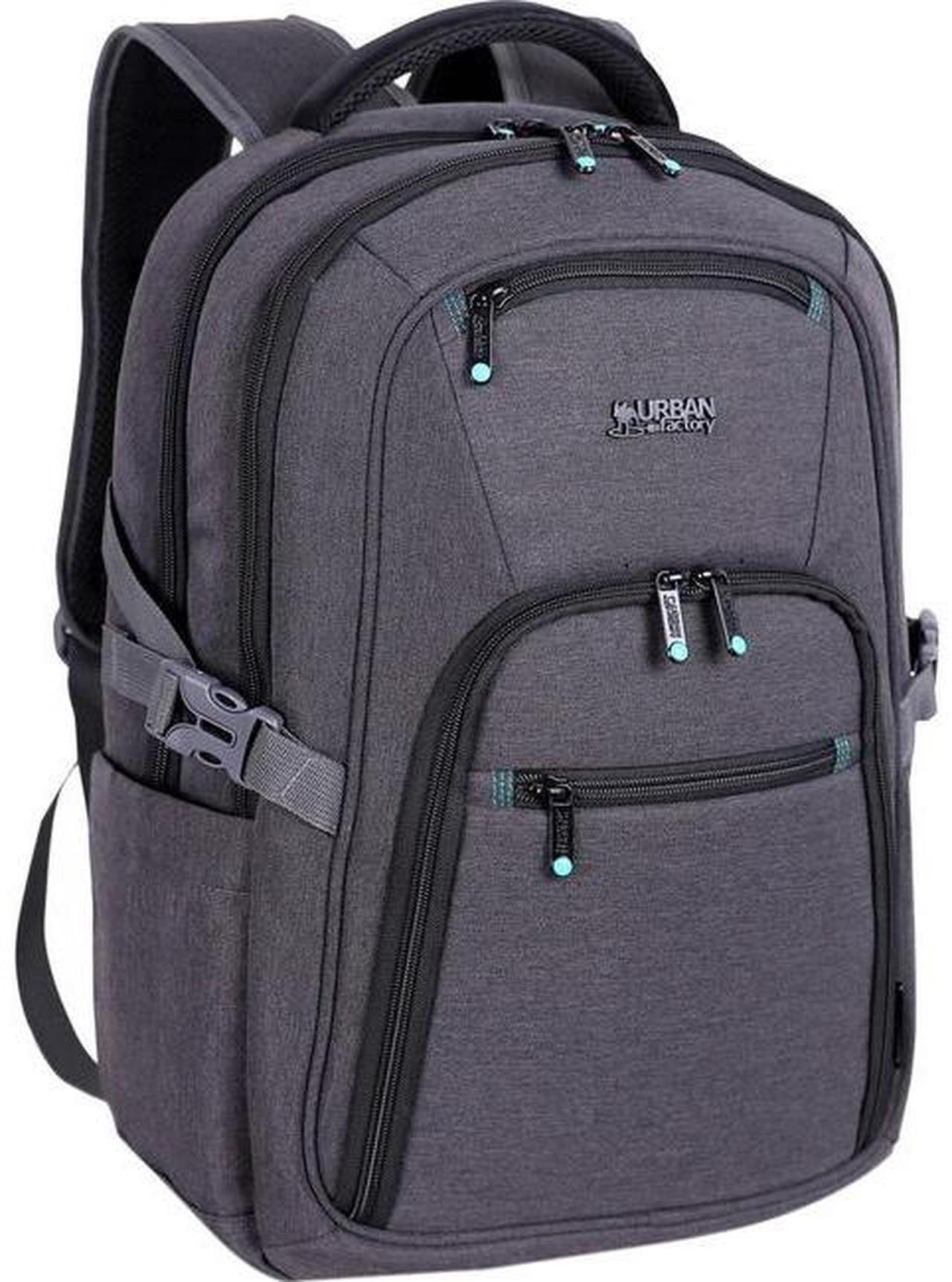 Main image of Urban Factory Carrying Case (Backpack) for 10.5" to 17.3" Notebook, Tablet, Smartphone - Gray/Black - Water Resistant, Shock Absorbing, Drop Resistant - Heather, Recycled Polyethylene Tereph
