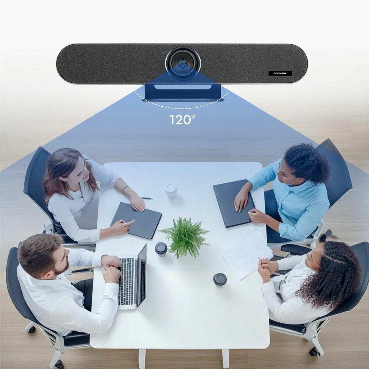 Alt view image 3 of 7 - ROCWARE RB10 Video Conferencing Camera - 20 Megapixel - 30 fps - USB 3.0 Type C - 4K - 3840 x 2160 Video - CMOS Sensor - Adjustable Focus - 120° Angle - Table Mount, Wall - 5x Digital Zoom - M