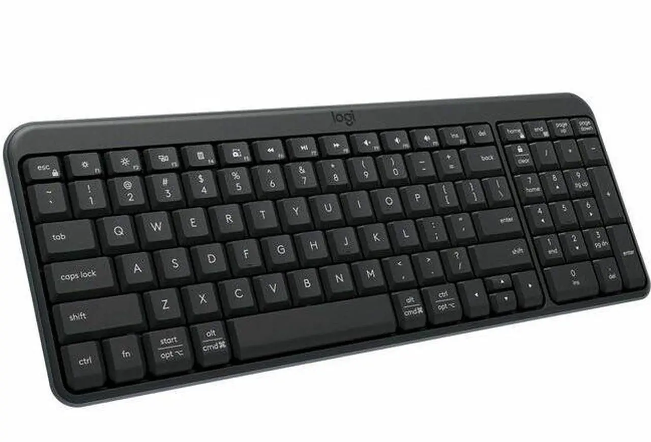 Alt view image 8 of 14 - Logitech K250 Bluetooth Keyboard with Numpad Easy Connectivity Compact Wireless Keyboard made with Recycled Plastic Spill-Resistant comfortable Keys Graphite 920013442
