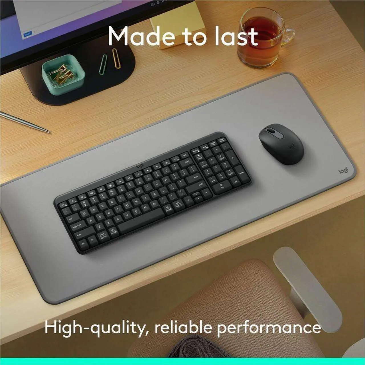 Alt view image 14 of 14 - Logitech K250 Bluetooth Keyboard with Numpad Easy Connectivity Compact Wireless Keyboard made with Recycled Plastic Spill-Resistant comfortable Keys Graphite 920013442