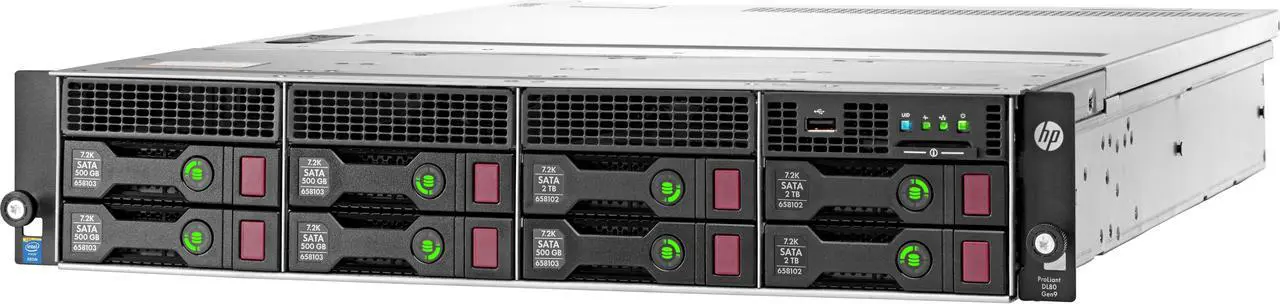 Alt view image 3 of 6 - HP 833869-B21 Proliant Dl80 Gen9 Base - Server - Rack-Mountable - 2U - 2-Way - 1 X Xeon E5-2609V4 / 1.7 Ghz - Ram 8 Gb - Sas - Hot-Swap 3.5 Inch - No Hdd - G200Eh2 - Gige - Monitor: None