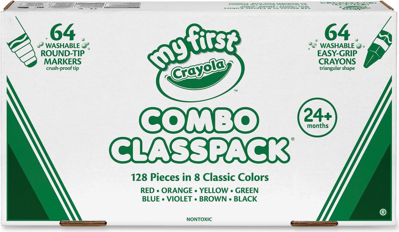 Alt view image 2 of 4 - Crayola 81-8128 My First Crayons And Markers Combo Classpack, Eight Colors, 128/Set