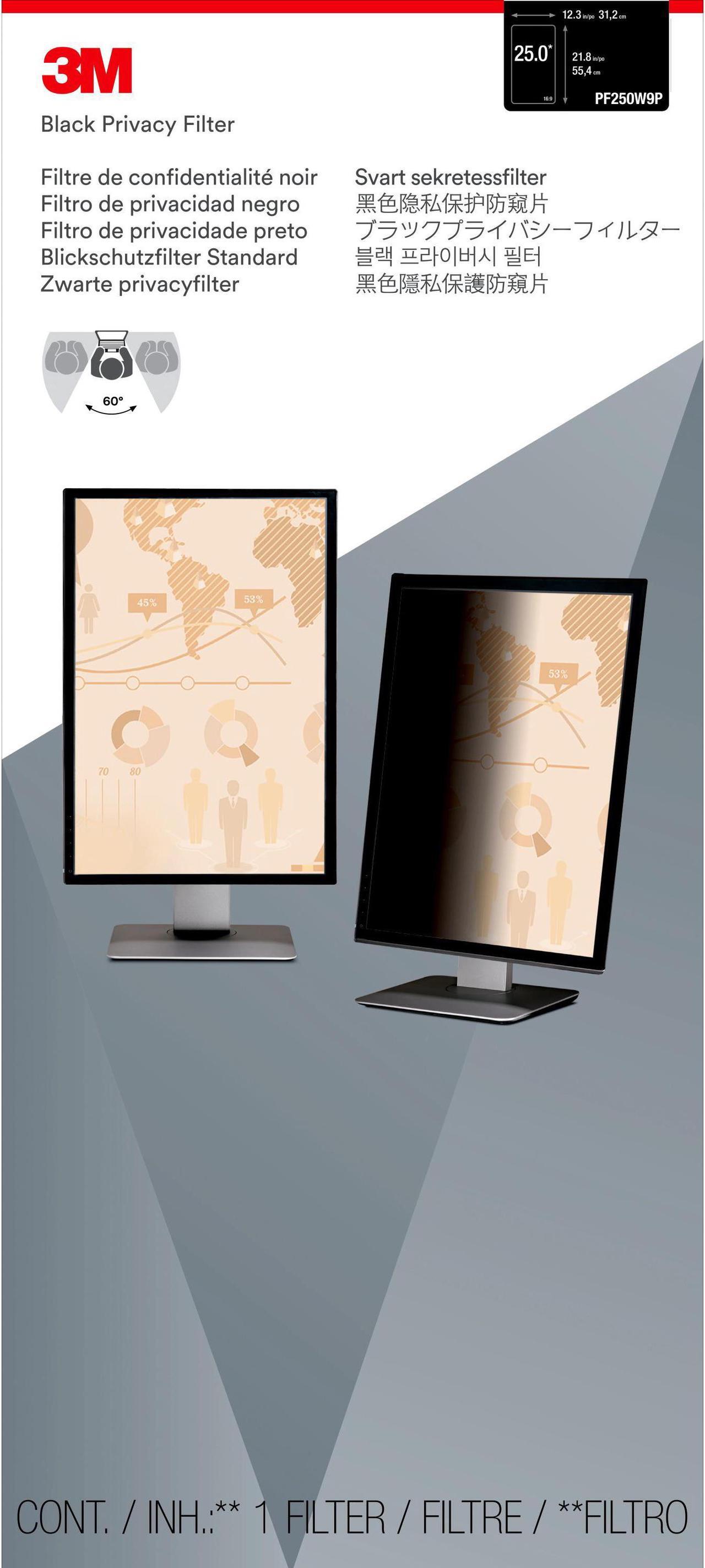 Main image of 3M PF250W9P Privacy Filter For 25 Inch Widescreen Monitor - Display Privacy Filter - 25 Inch Wide - Black